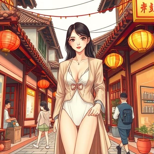 广州茶肆的街头一角