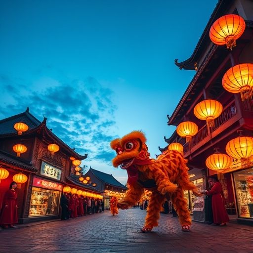 葵花浦典佛山的夜景与民俗