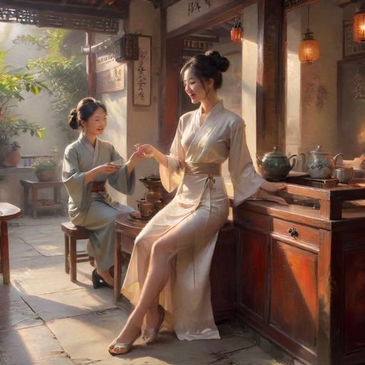 茶艺师耐心介绍茶品