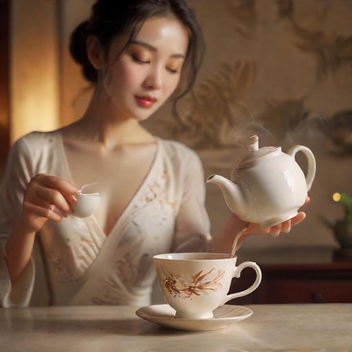 清澈茶汤缓缓流入杯中