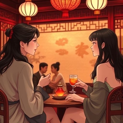 朋友们围桌品茶的欢乐时光