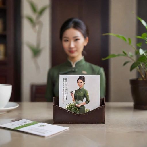 一个名片夹里插满了各种茶叶公司的名片