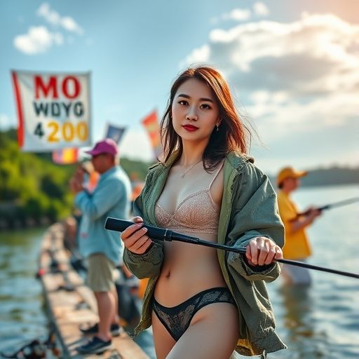 广东条友网佛山钓友线下钓鱼比赛现场，可见老李渔具赞助横幅