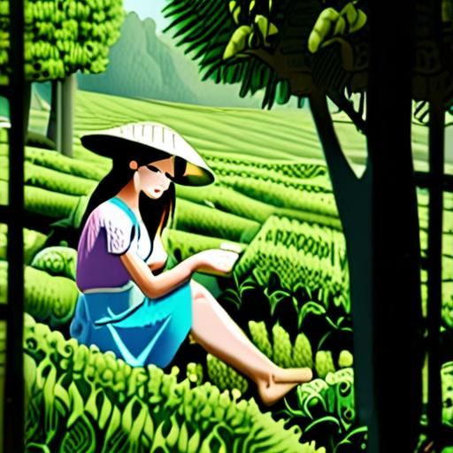 广州附近茶园采茶