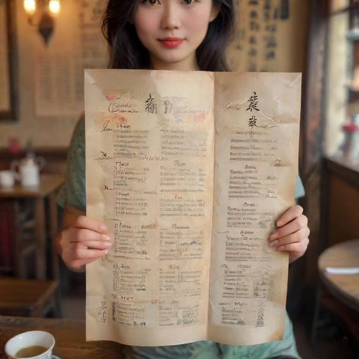 手写茶单上的茶名