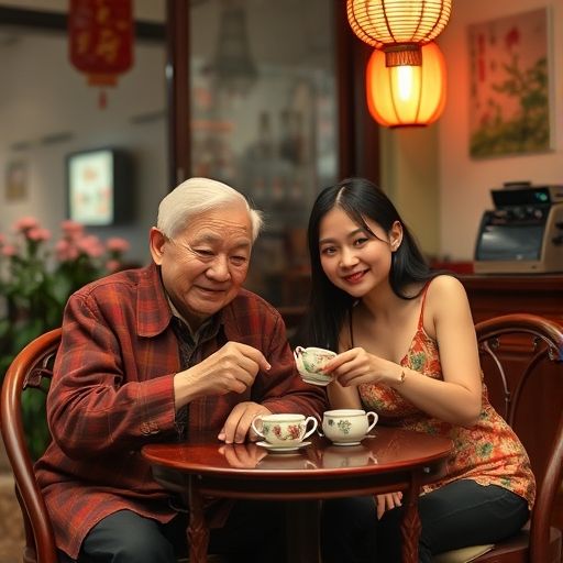 广州茶肆温馨场景