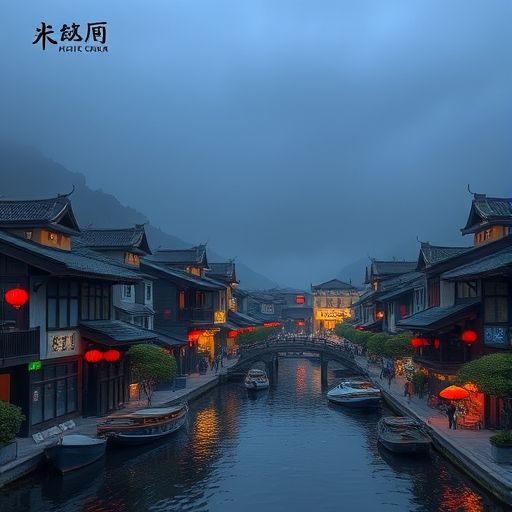 夕阳下的茶室小院