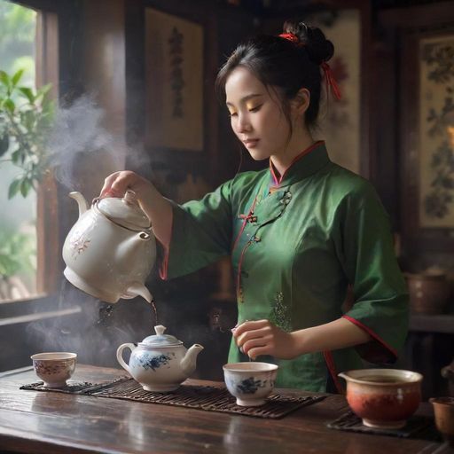 茶艺师优雅地展示泡茶技艺