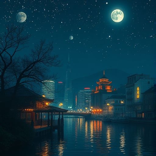 北京夜场全景 桑拿会所写实风格 夜色繁华背景