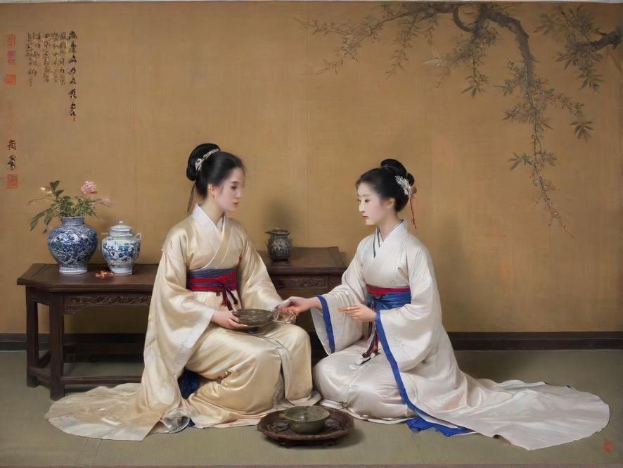 一品香52qm百花园内精致的茶艺展示区，充满雅致与艺术气息。