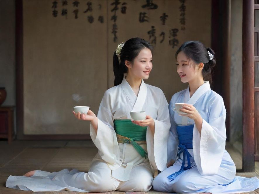 一间设计雅致、光线柔和的广州隐藏茶社内部景象