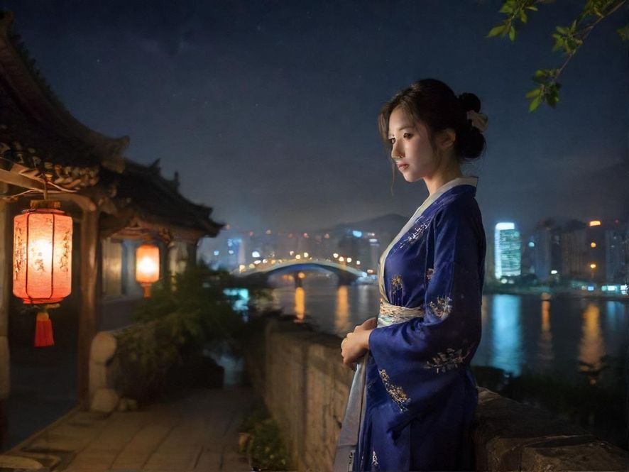广州夜景，俯瞰视角，城市中心灯火辉煌