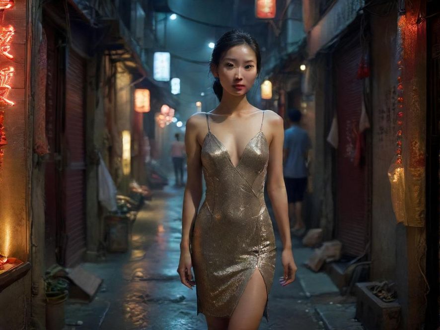 广州夜色中的街头小巷，暗示隐藏的探索