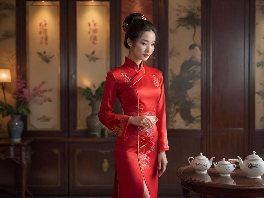 广州私人茶室，茶艺师正在进行茶道表演，氛围雅致
