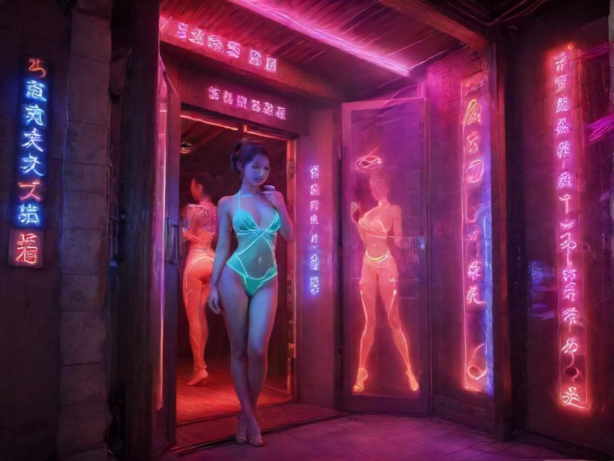霓虹灯下，东莞某桑拿会所入口流光溢彩，等待蒲友的到来