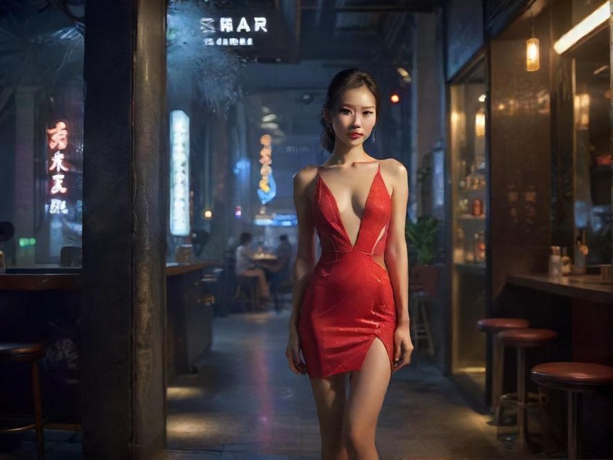 深圳现代酒吧入口夜景