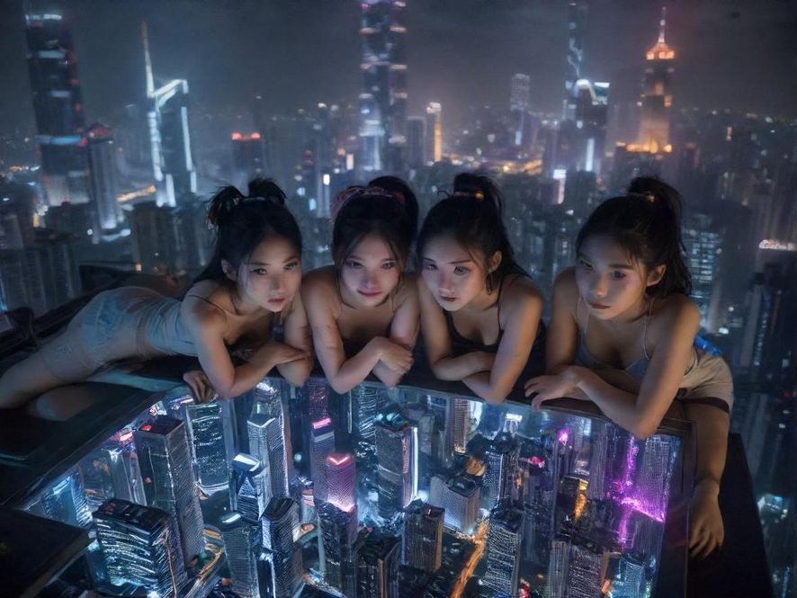 深圳夜幕下灯火璀璨的都市景象，高楼林立，车水马龙，展现了这座城市的活力与神秘。