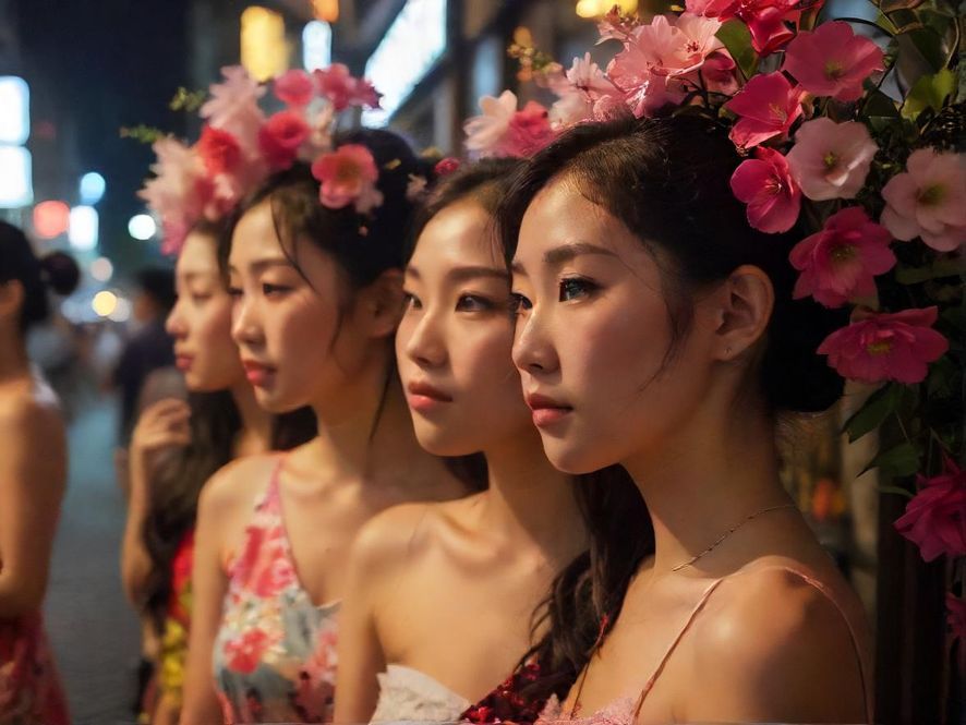 广州百花丛街头表演，展现夜生活的文艺气息