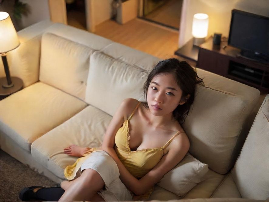 一个疲惫的上班族坐在沙发上，渴望放松