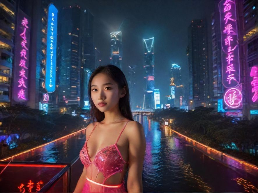 广州夜色中的都市繁华，霓虹闪烁，等待你去探索