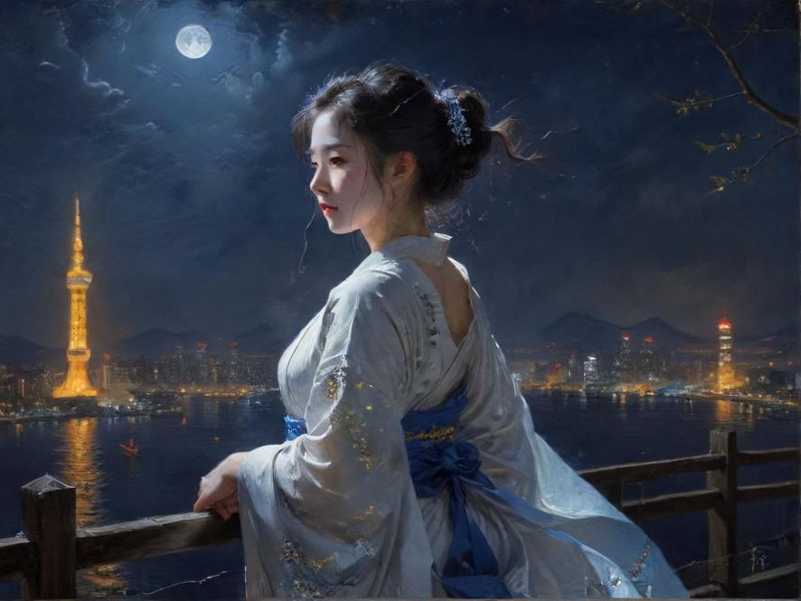 广州夜景下的都市休闲氛围