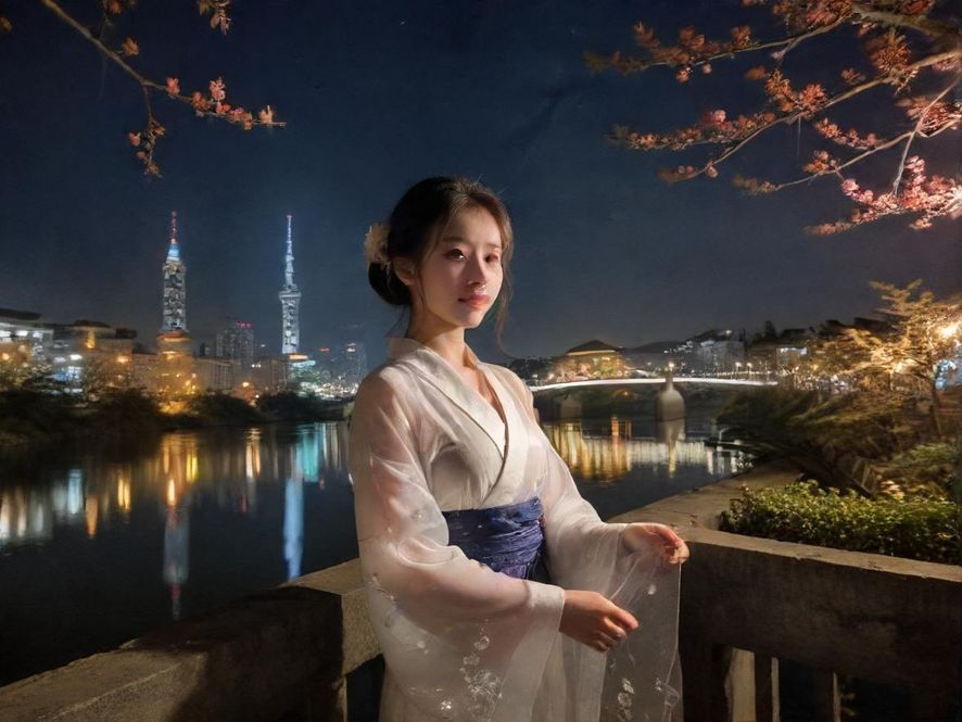 城市夜景中的桑拿会所外景