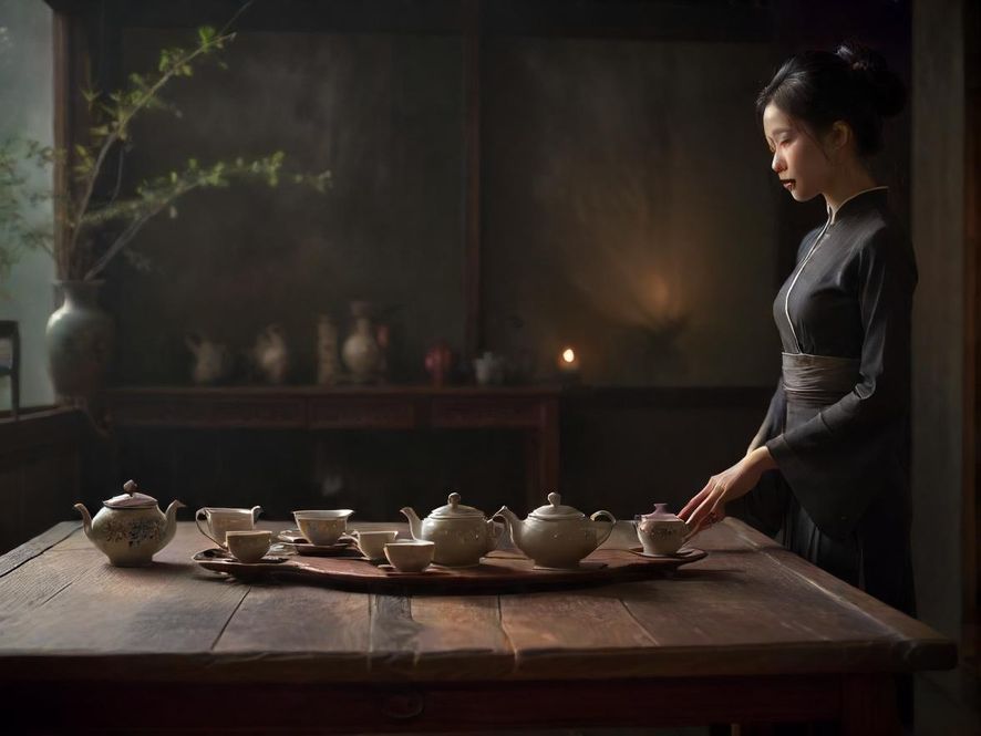 精致茶具特写