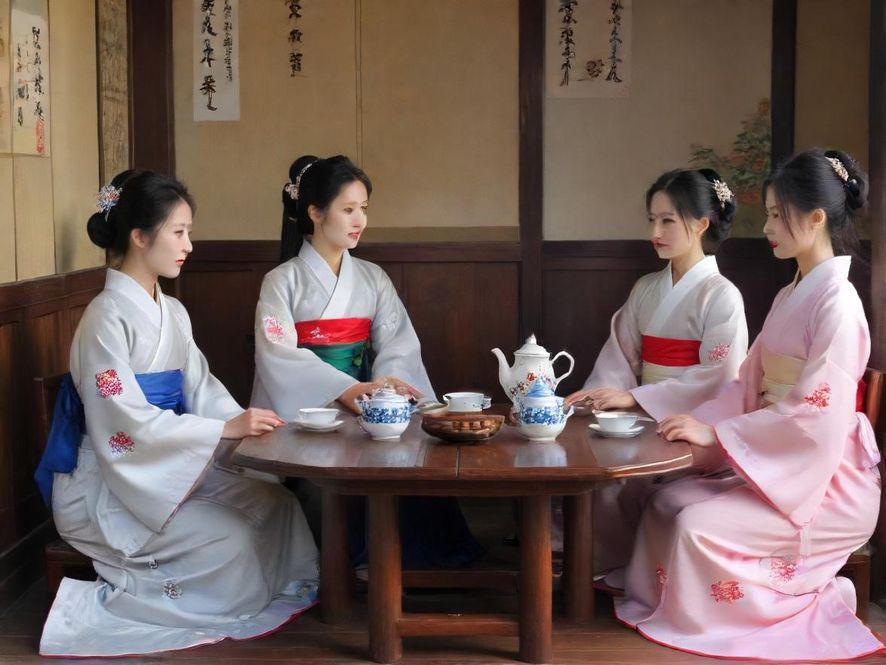 会所内的茶具