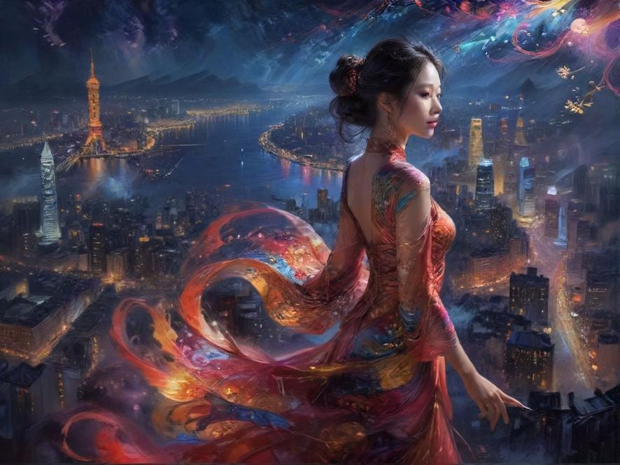 灯火辉煌的城市夜景