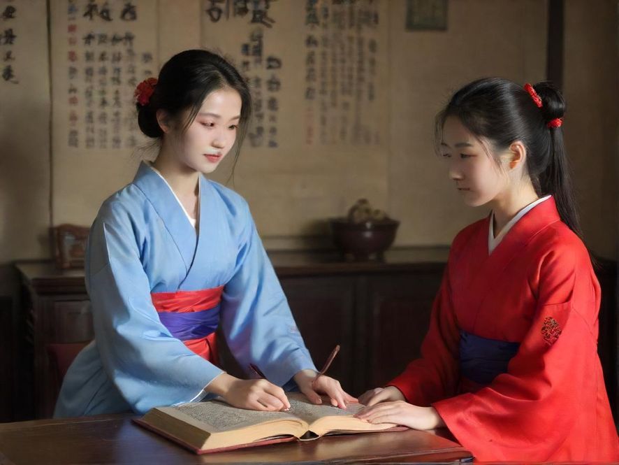 一位女士在书房通过笔记本电脑愉快地参与线上课程